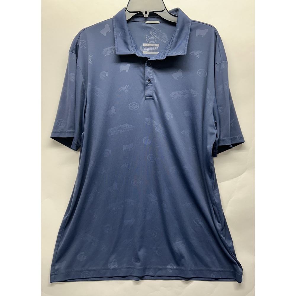 Swannies Mens Size XL Blue Short Sleeve Printed Golf Polo Shirt (S3)